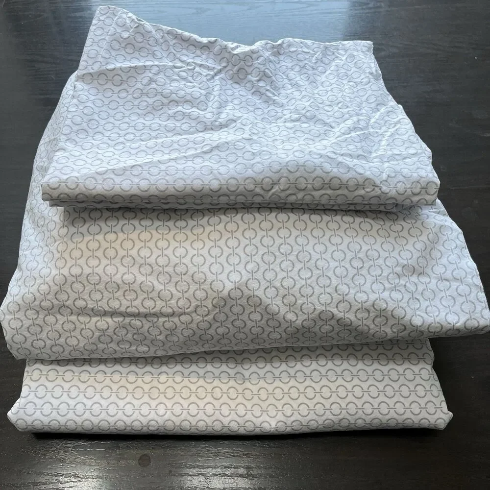 Serena & Lily Beach Club Classic Ring 4-PC Sheet Set White/Gray 100% Cotton Full